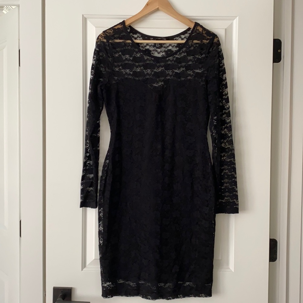 H&M black lace long sleeve dress
